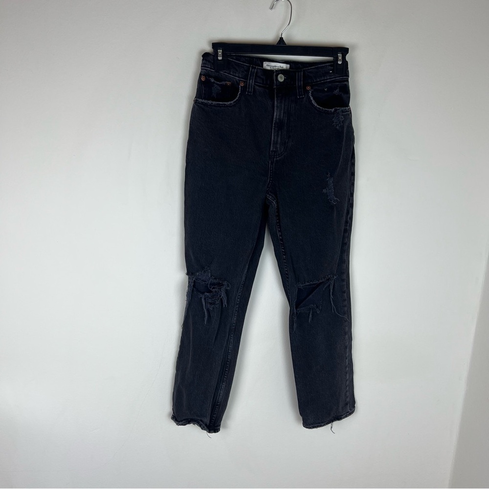 Abercrombie & Fitch Curve Love 90s Straight Jeans Distressed Size 25 Extra Short - Picture 3 of 9